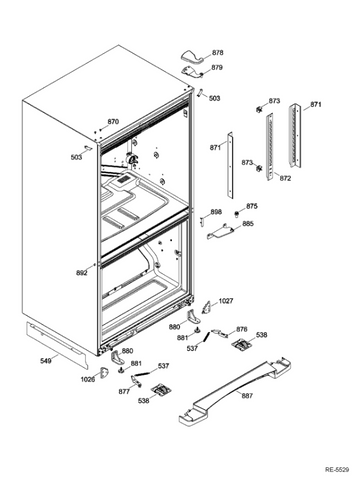HINGE AND PIN STOP ASM