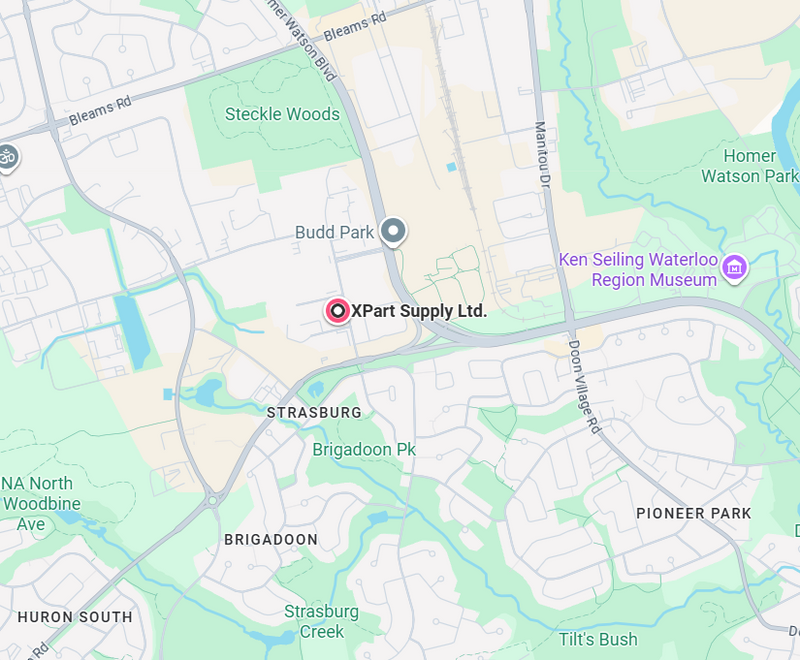 Map showing warehouse location at 101 Trillium Dr, Kitchener