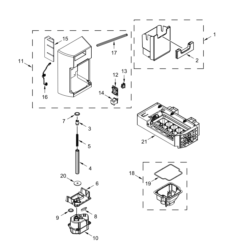 Whirlpool Refrigerator Ice Maker Assembly W10873791 (Replaces W10760070)