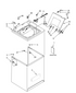 Diagram of top and cabinet parts for an automatic washer with labeled components.