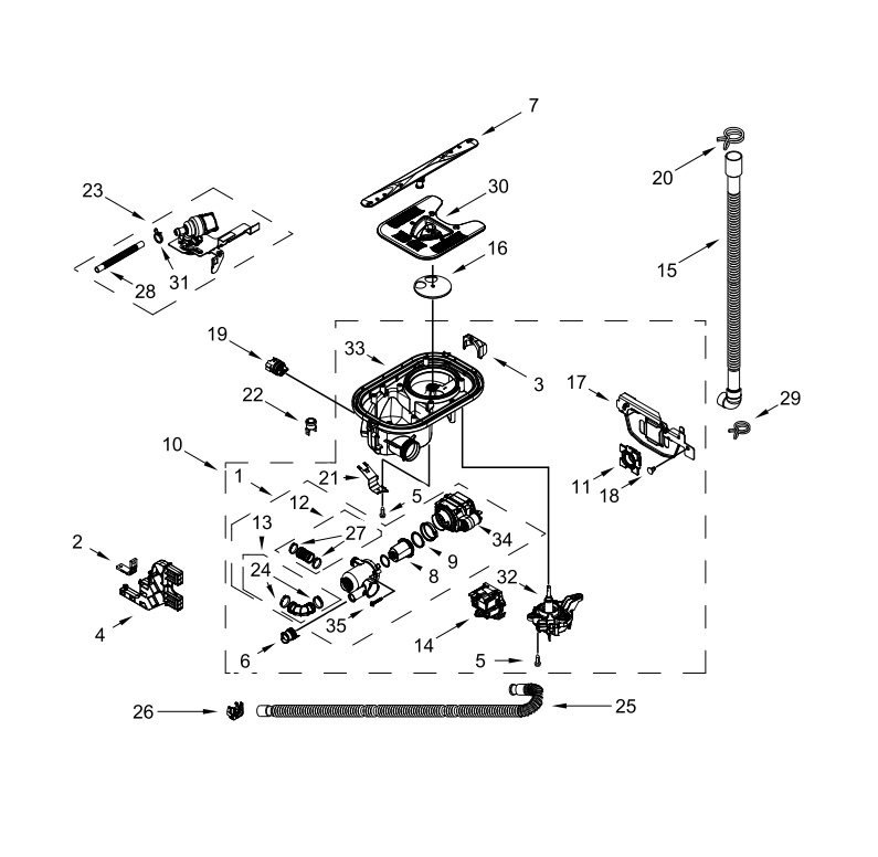 KitchenAid Dishwasher Pump & Motor Assembly W11416362 – Genuine OEM (Replaces W11345228, W11414076)