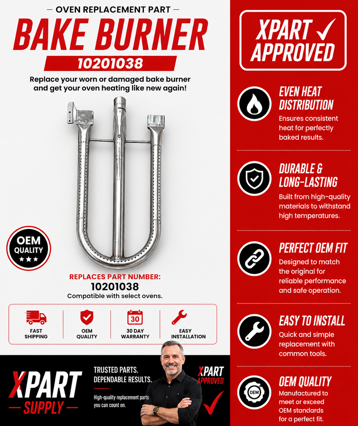 Thor Kitchen Bake Burner Igniter 10201038 — Fixes Oven Not Igniting or Heating