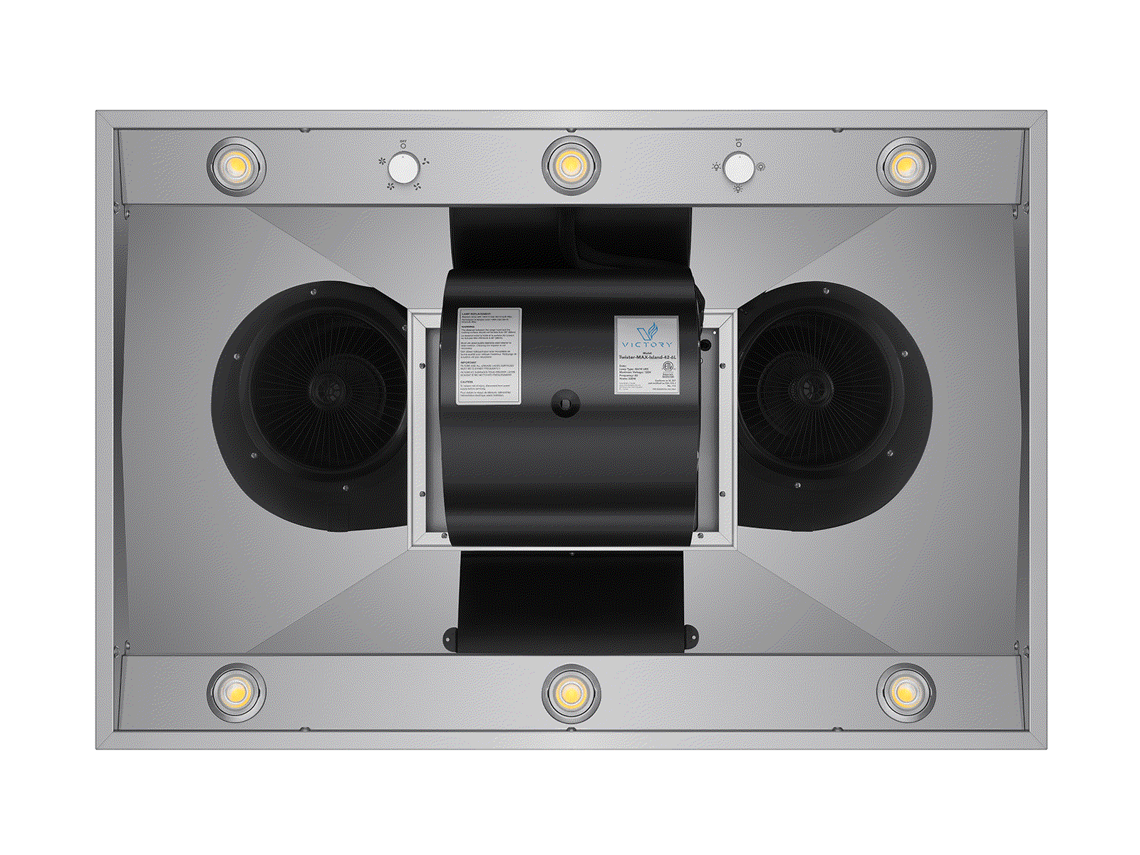 42 Inch Island Range Hood 1200 CFM - VICTORY Twister MAX Island