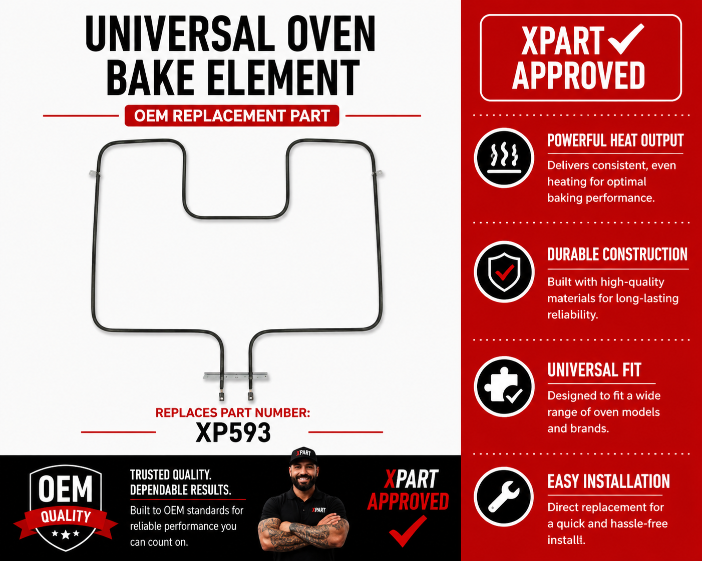 Universal Oven Bake Element WB44M918XP — Fix an Oven That Won't Heat or Bakes Unevenly