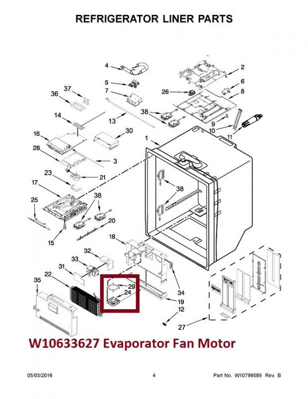 W10633627 Refrigerator Evaporator Fan Motor - XPart Supply