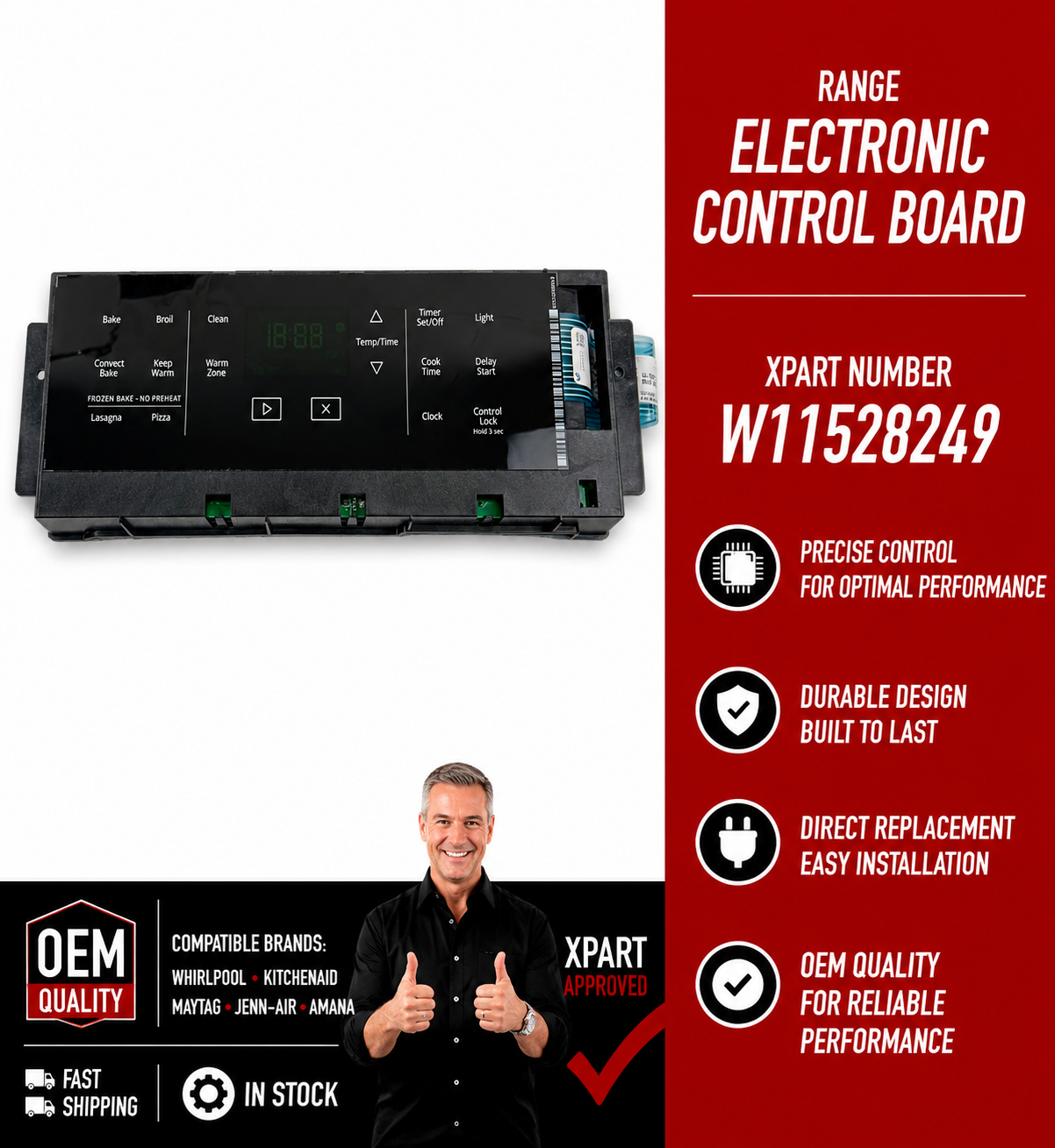 W11528249 Range Electronic Control Board – Whirlpool Electric Range Control Fix