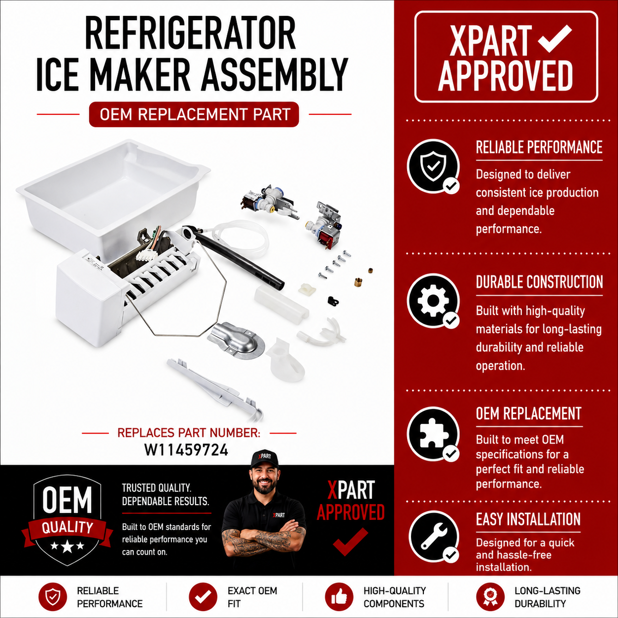 Whirlpool Refrigerator Ice Maker Assembly W11762633 — Restore Ice Production