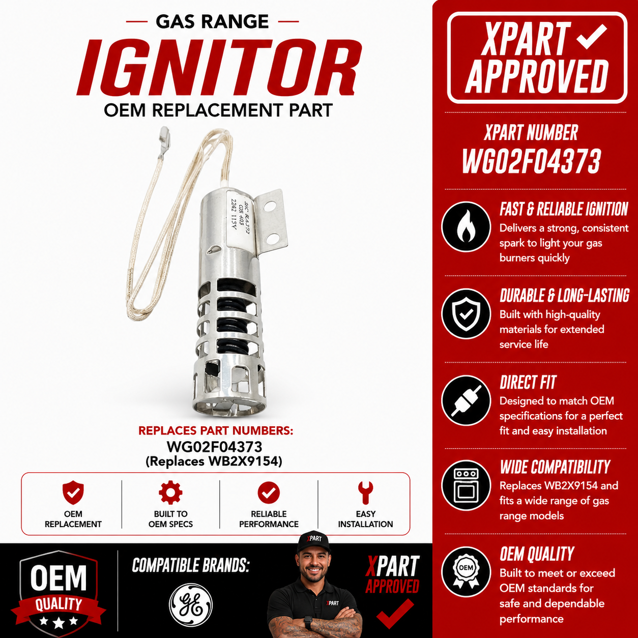 WG02F04373 Gas Range Ignitor