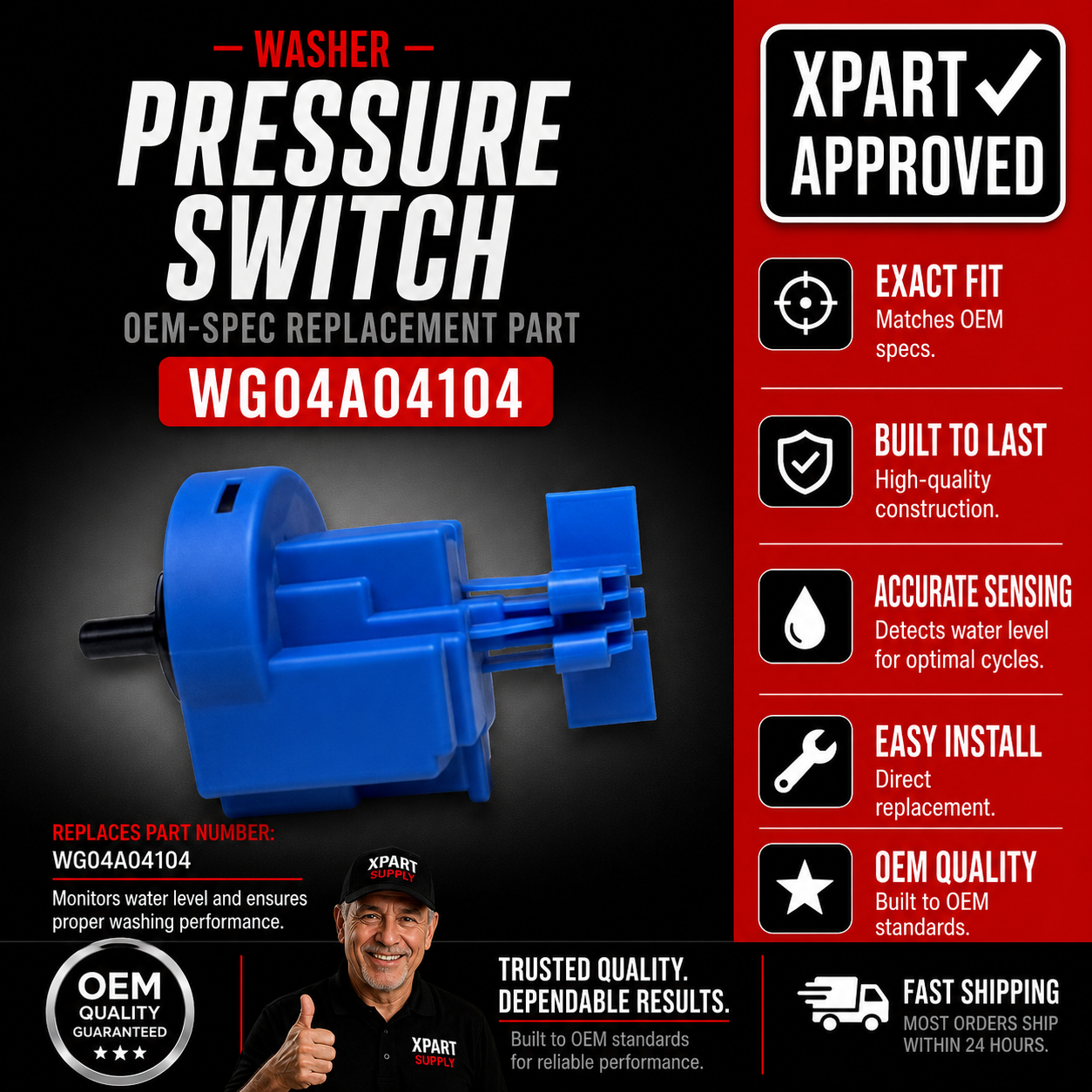WG04A04104 Washer Pressure Switch