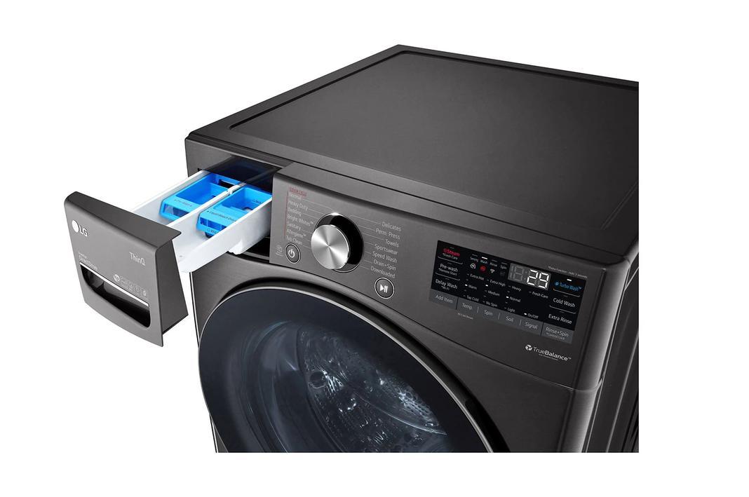 LG - 5.2 cu. Ft  Front Load Washer in Black Stainless - WM4100HBA