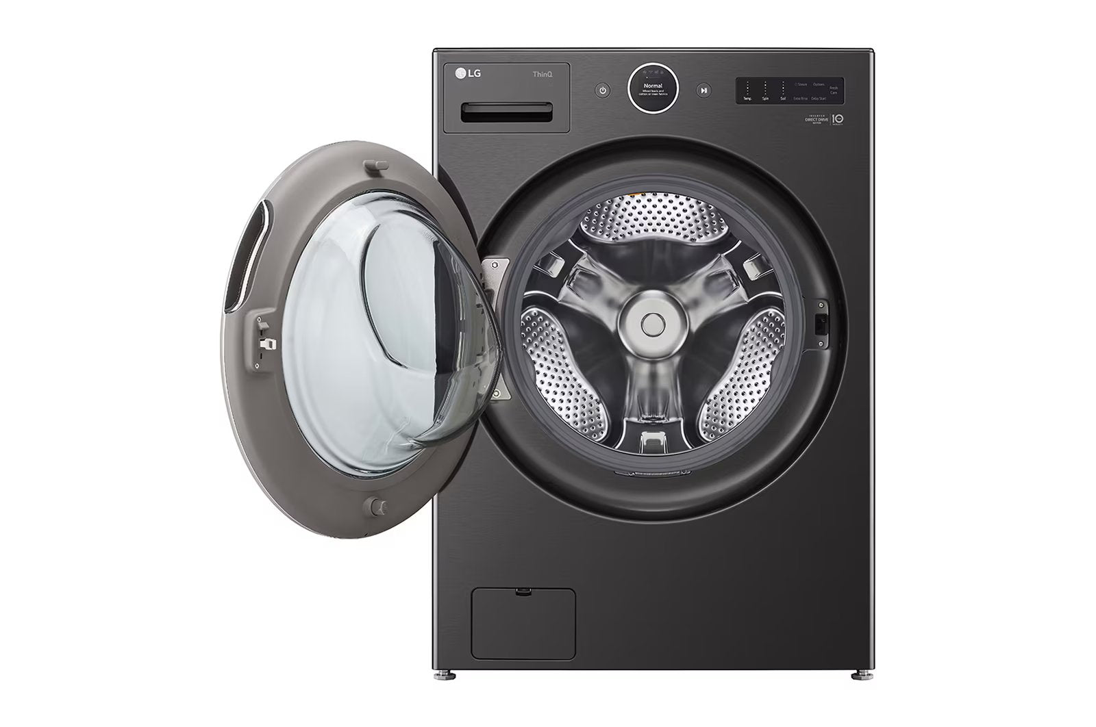 LG - 5.8 cu. Ft  Front Load Washer in Black Stainless - WM6700HBA