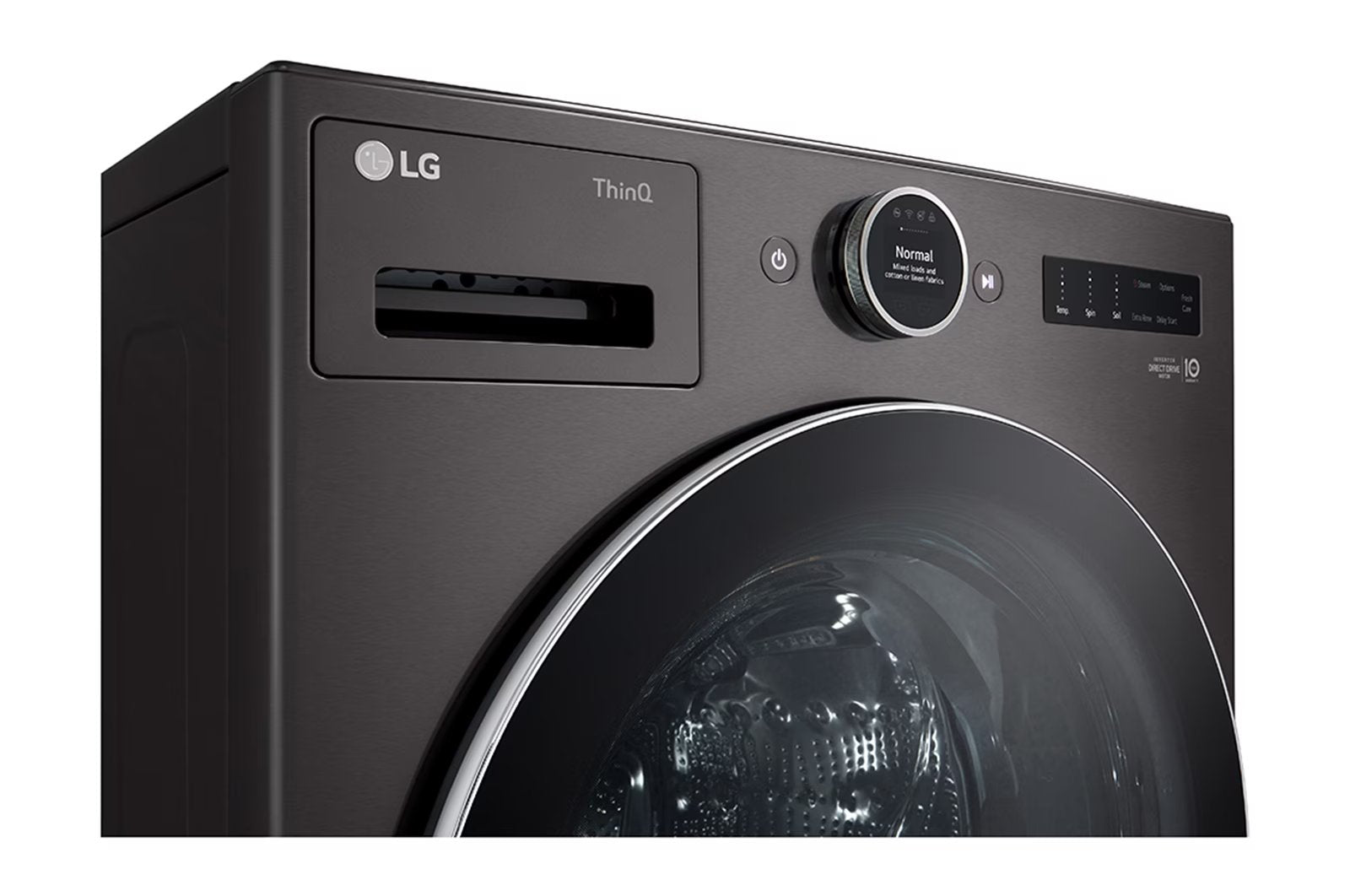 LG - 5.8 cu. Ft  Front Load Washer in Black Stainless - WM6700HBA