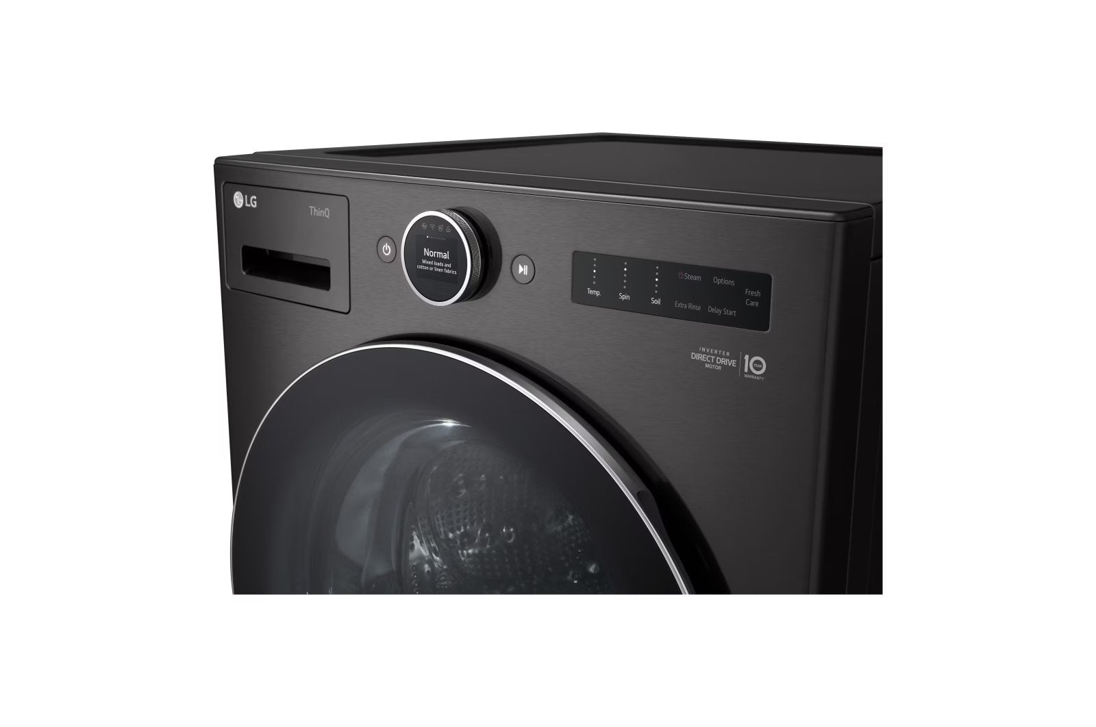 LG - 5.8 cu. Ft  Front Load Washer in Black Stainless - WM6700HBA