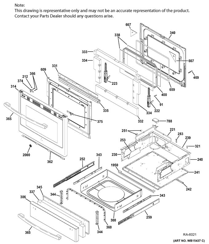 GE Range Glass Door Assembly WS01L13871 - XPart Supply