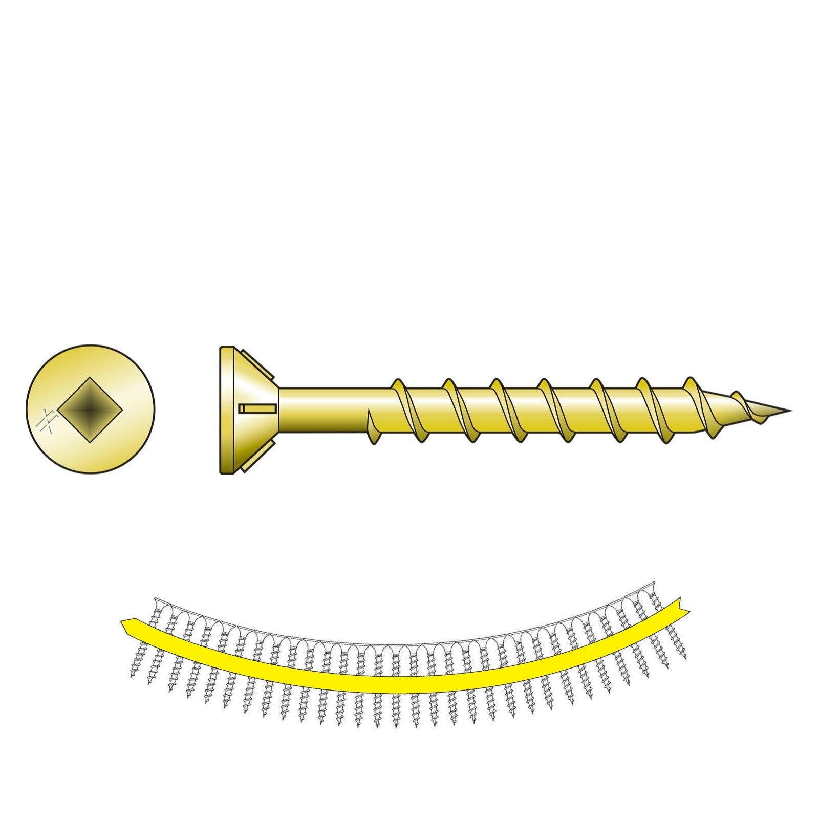 #8 x 1-1/2" Quik Drive WSC Wood Screw, Yellow Zinc, Pkg 2000