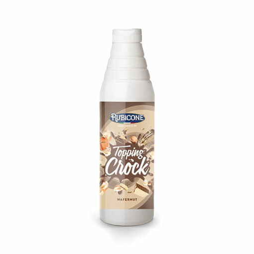 Hazelnut Topping with Pieces - 1 KG Squeeze Bottle - Wafernut Crock Topping - Rubicone Canada