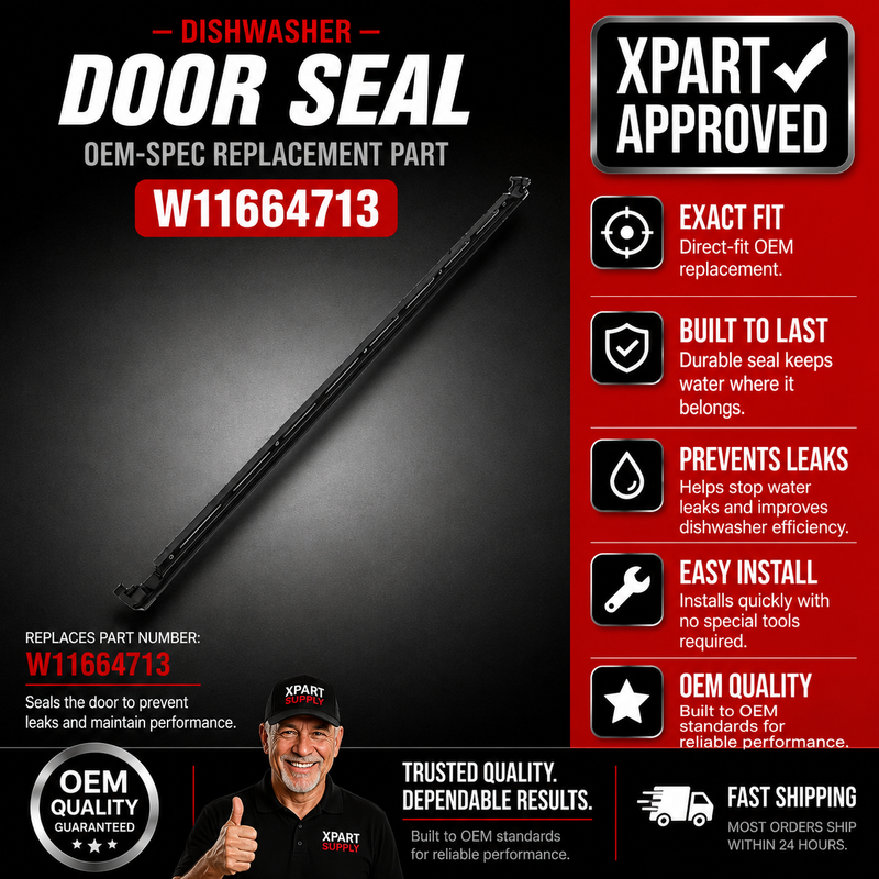 Whirlpool Dishwasher Door Seal W11664713 — Fix a Leaking Dishwasher Door