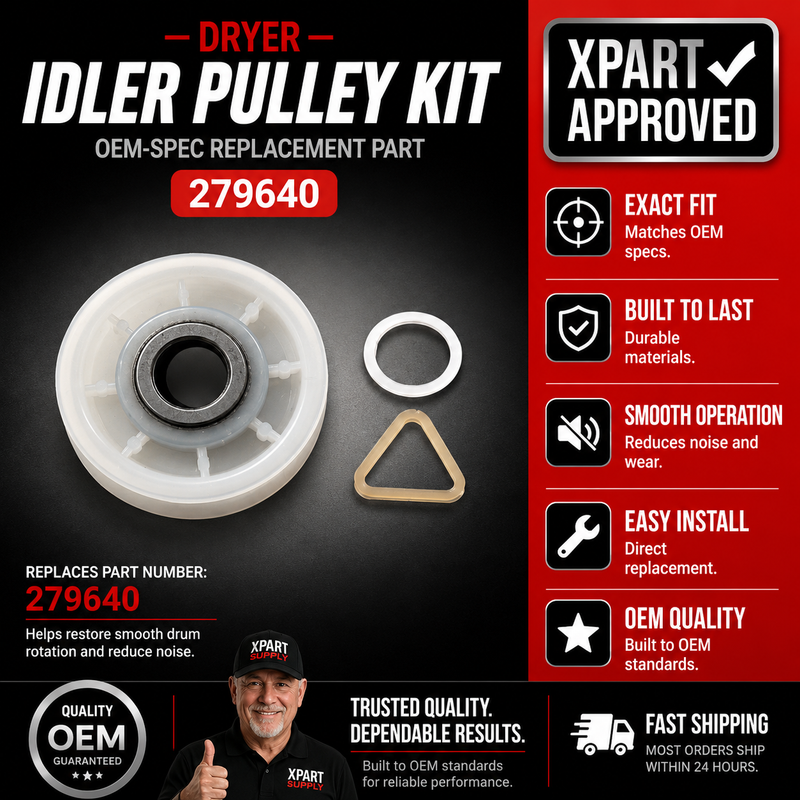 Whirlpool Dryer Idler Pulley 279640 – OEM & Premium XPart Options Available