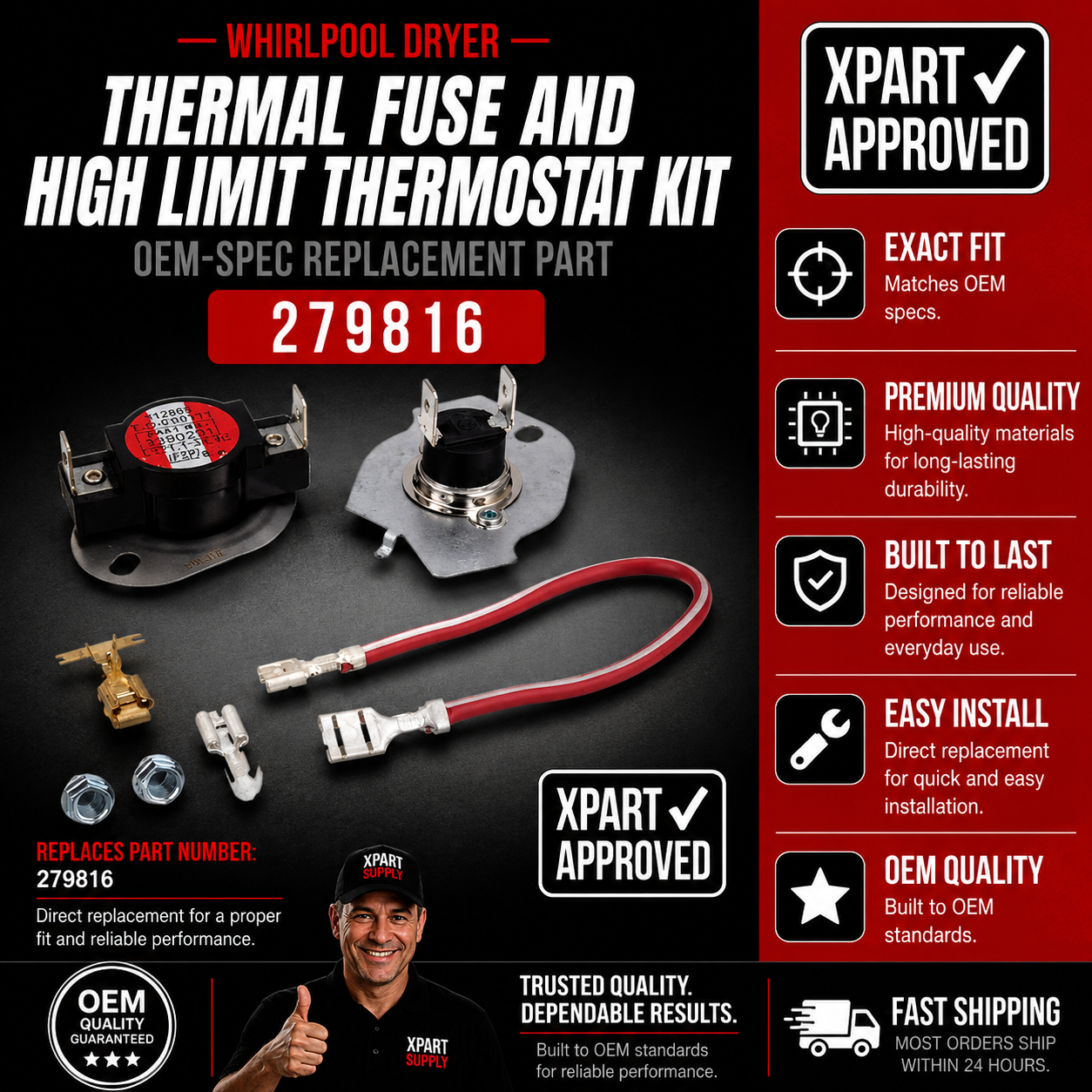 Whirlpool Dryer Thermal Cut-Off Kit 279816
