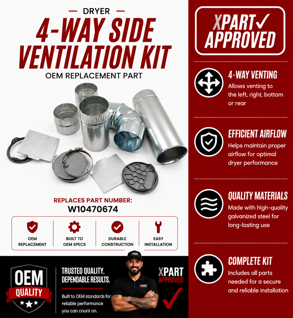 Whirlpool Dryer Ventilation Kit W10470674 — Restore Proper Exhaust & Airflow