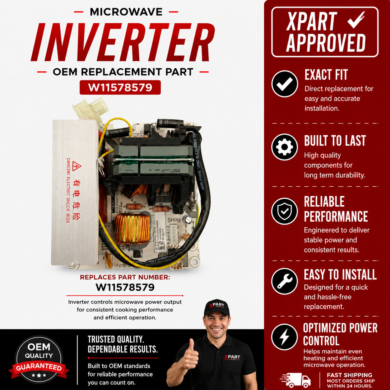 Whirlpool Microwave Inverter W11578579 — Fix Microwave That Won't Heat or Has No Power