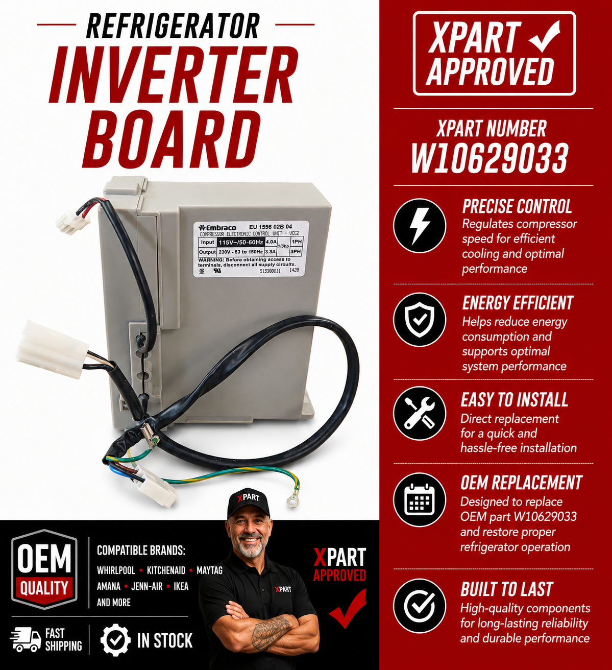 Whirlpool Refrigerator Inverter Board W10629033 – OEM & Used Options Available
