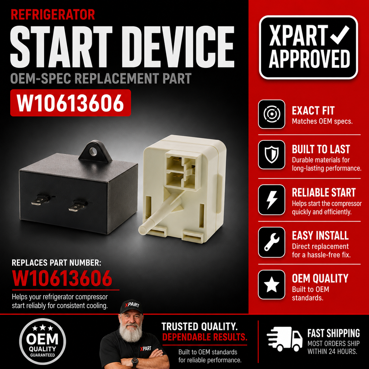 Whirlpool Compressor Start Device Kit W10613606 – Fridge Won't Cool or Compressor Won't Start
