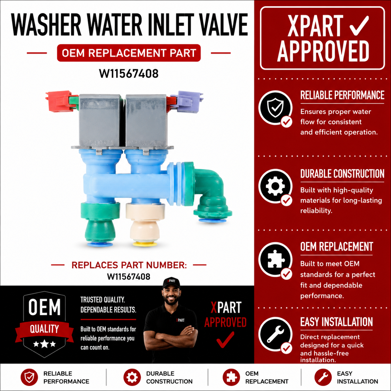 Whirlpool Refrigerator Water Inlet Valve W11567408 — Fix No Ice or No Water Dispenser
