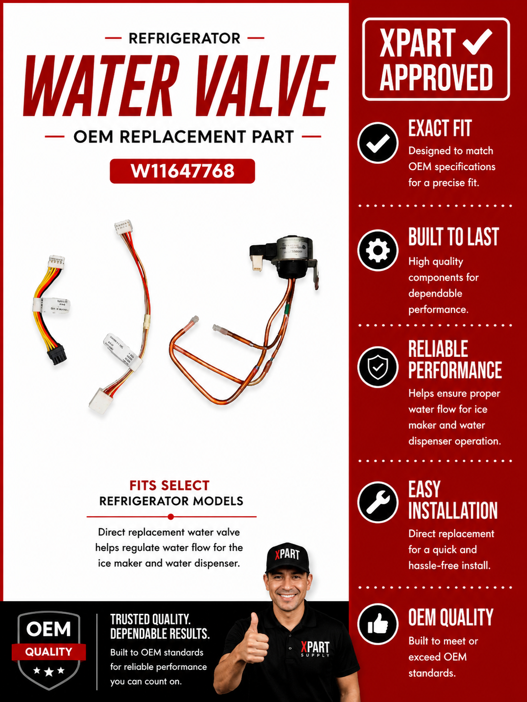 Whirlpool Refrigerator Water Inlet Valve W11647768 — Fix No Ice, No Water, or Slow Dispenser