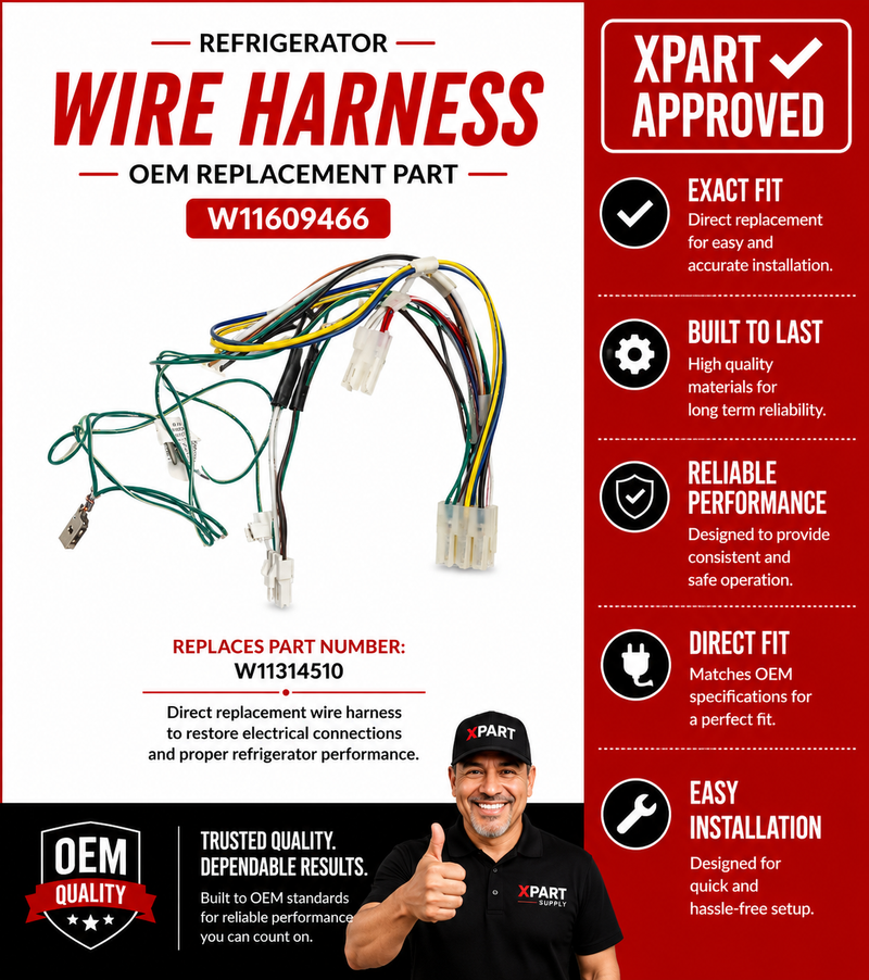 Whirlpool Refrigerator Wire Harness W11609466 — Fix Electrical Connection Failures