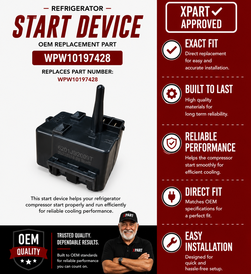 Whirlpool Start Device WPW10197428 — Fixes Refrigerator Compressor Not Starting