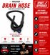 Washer drain hose with Xpart approval details on a white background