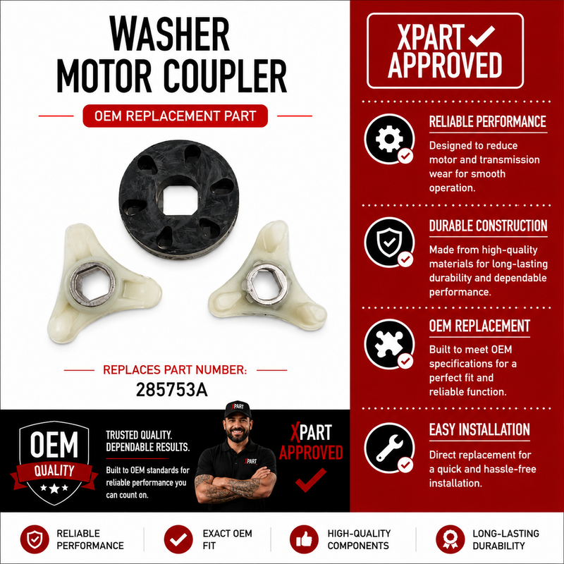 Whirlpool Washer Motor Coupler 285753A — Fix No-Agitate & No-Spin Fast