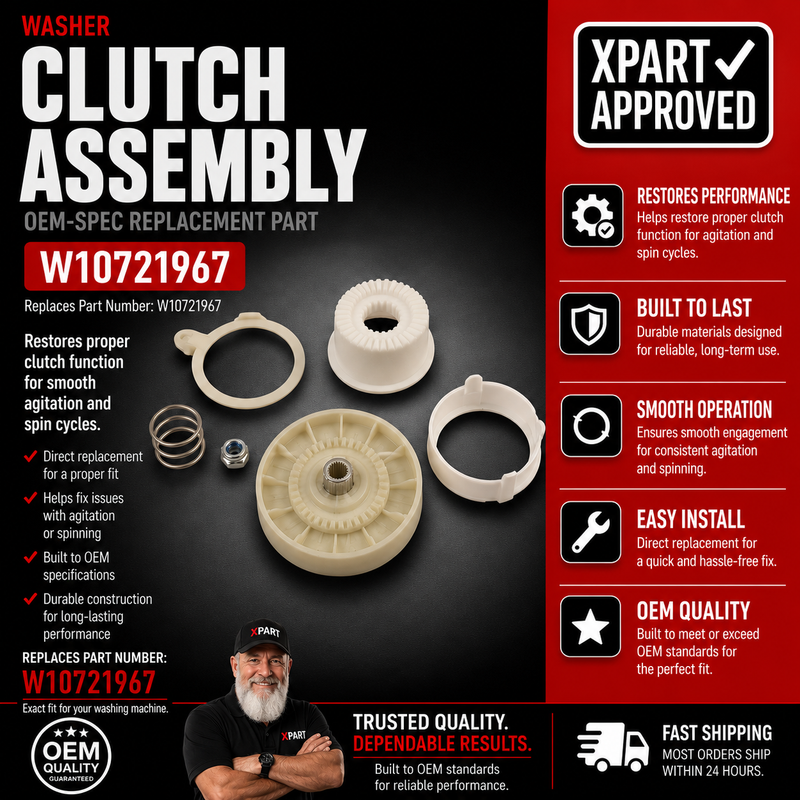 Whirlpool Washer Splutch Kit W10721967 — Fixes Washer Not Spinning or Draining