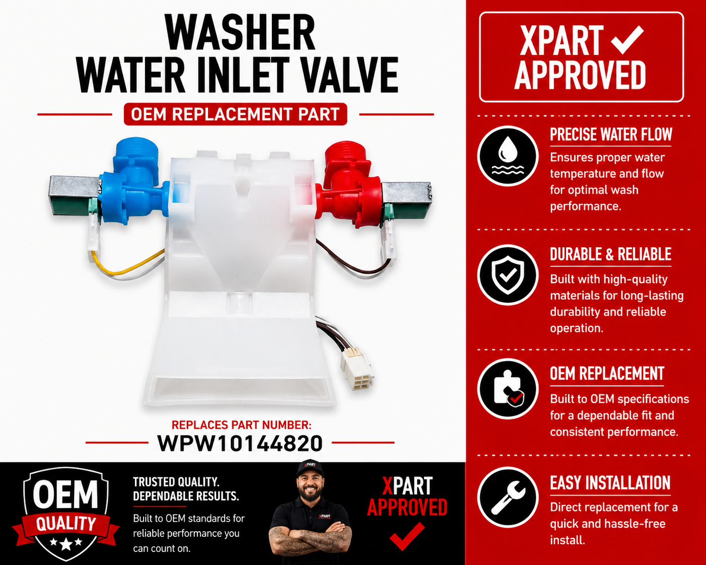 Whirlpool Washer Water Inlet Valve WPW10144820 — Fix a Washer That Won't Fill with Water