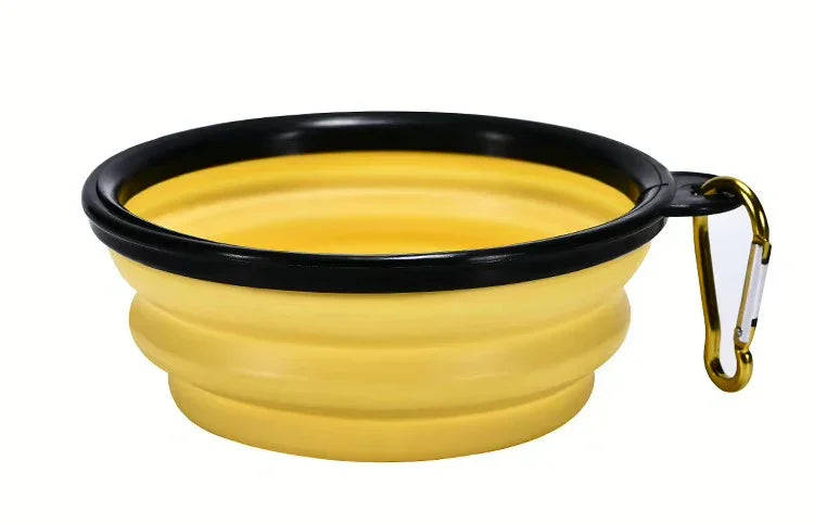 Portable Silicone Pet Bowl with Carabiner Clip, Collapsible, 350 ml