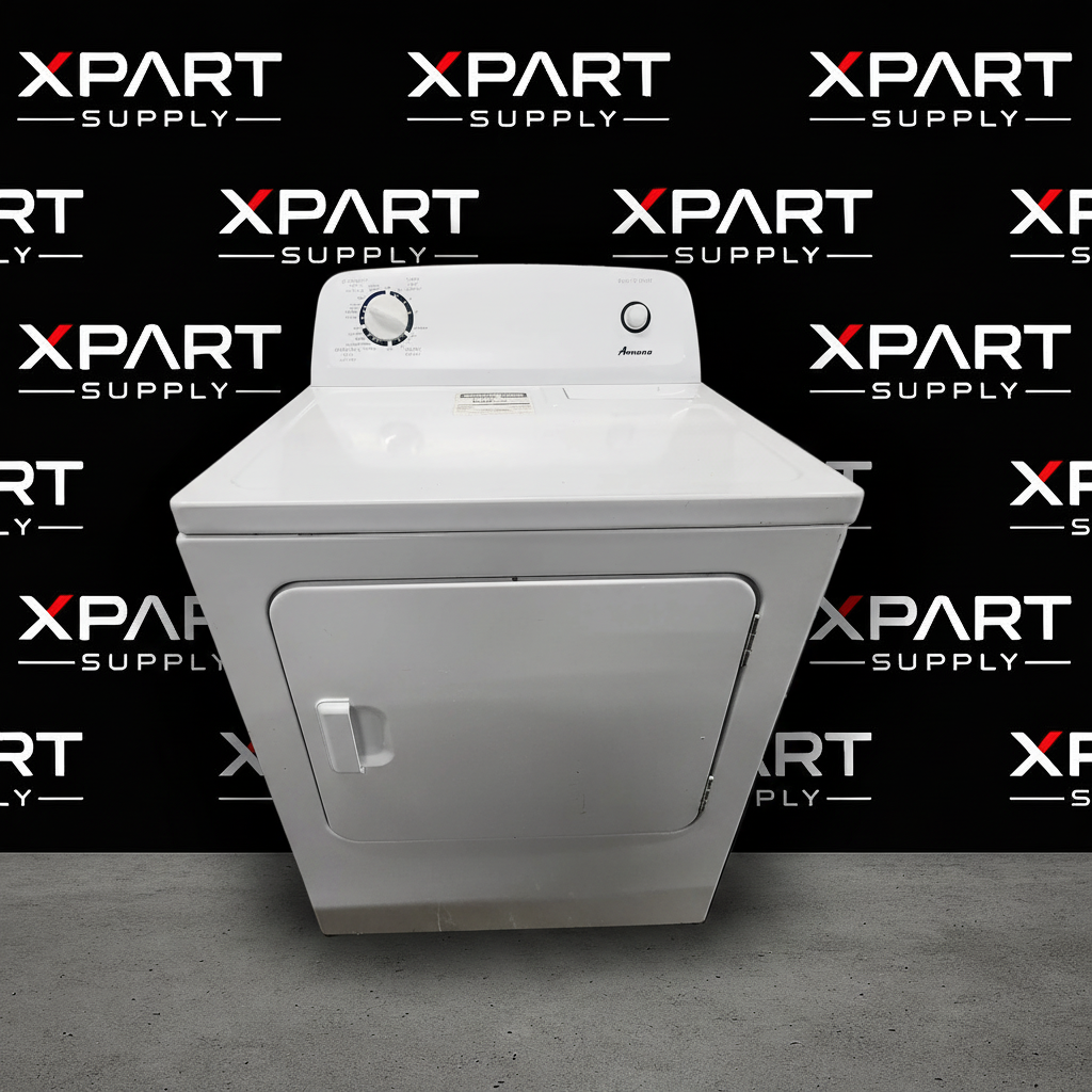 Amana dryer with XPart Supply branded background
