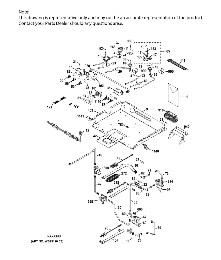 Exploded parts diagram of oven floor and burner assembly showing WS01F07250 oven igniter replacement and related components