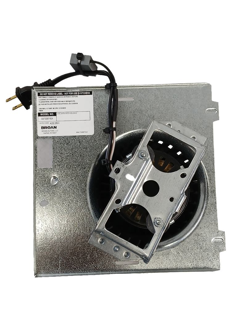 S97009745 Broan Nutone Bath Fan Motor, Blower Wheel & Mounting Plate - XPart Supply Ltd.