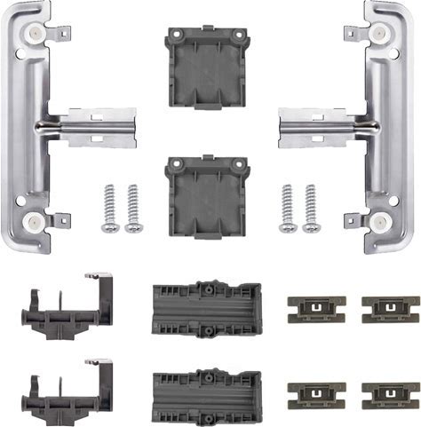 XPart Supply W10712394 dishwasher rack adjuster kit with metal brackets, plastic clips, and screws