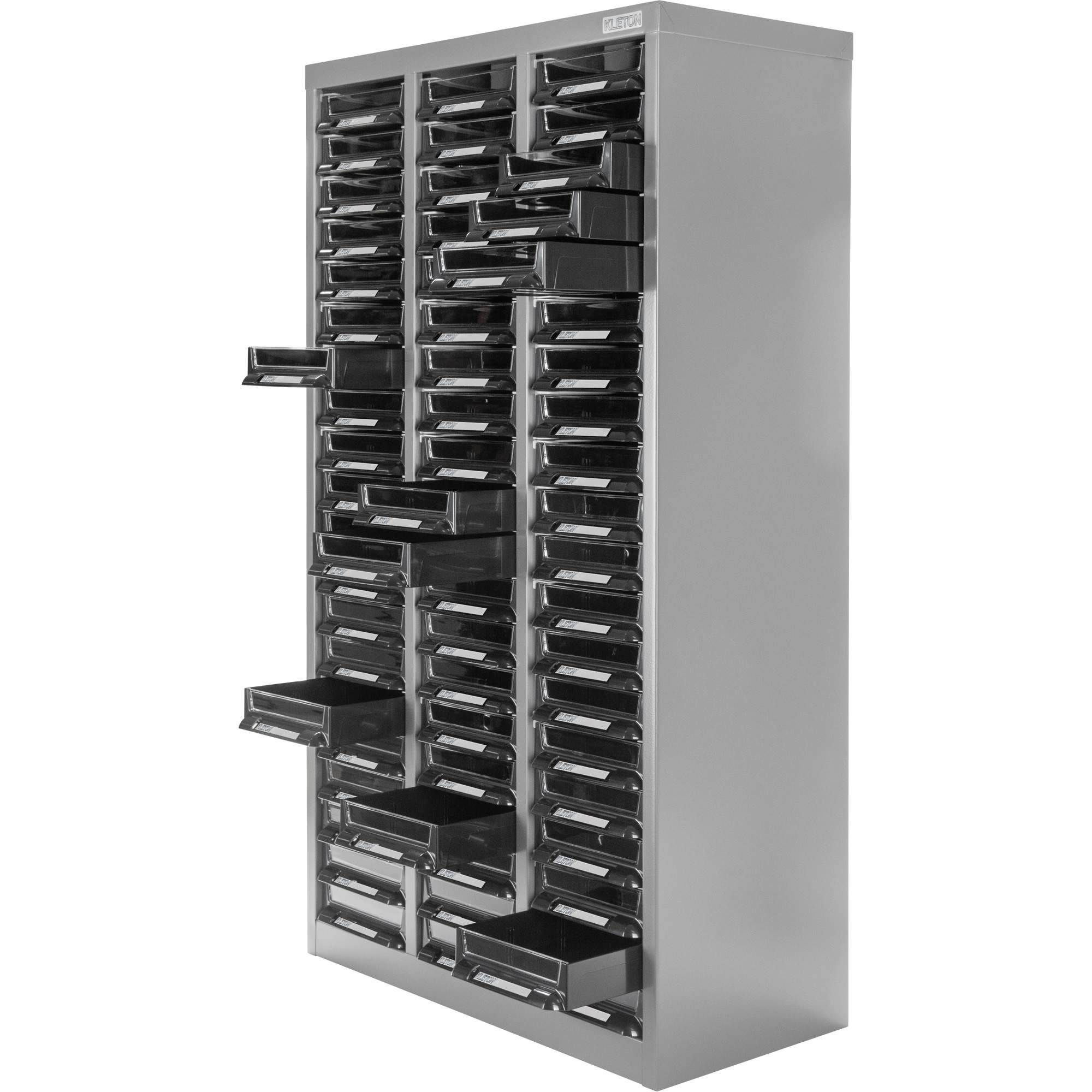 KPC-300 Parts Cabinet, Galvanized Steel, 60 Drawers, 21-3/10" x 10-2/5" x 36-9/10", Grey