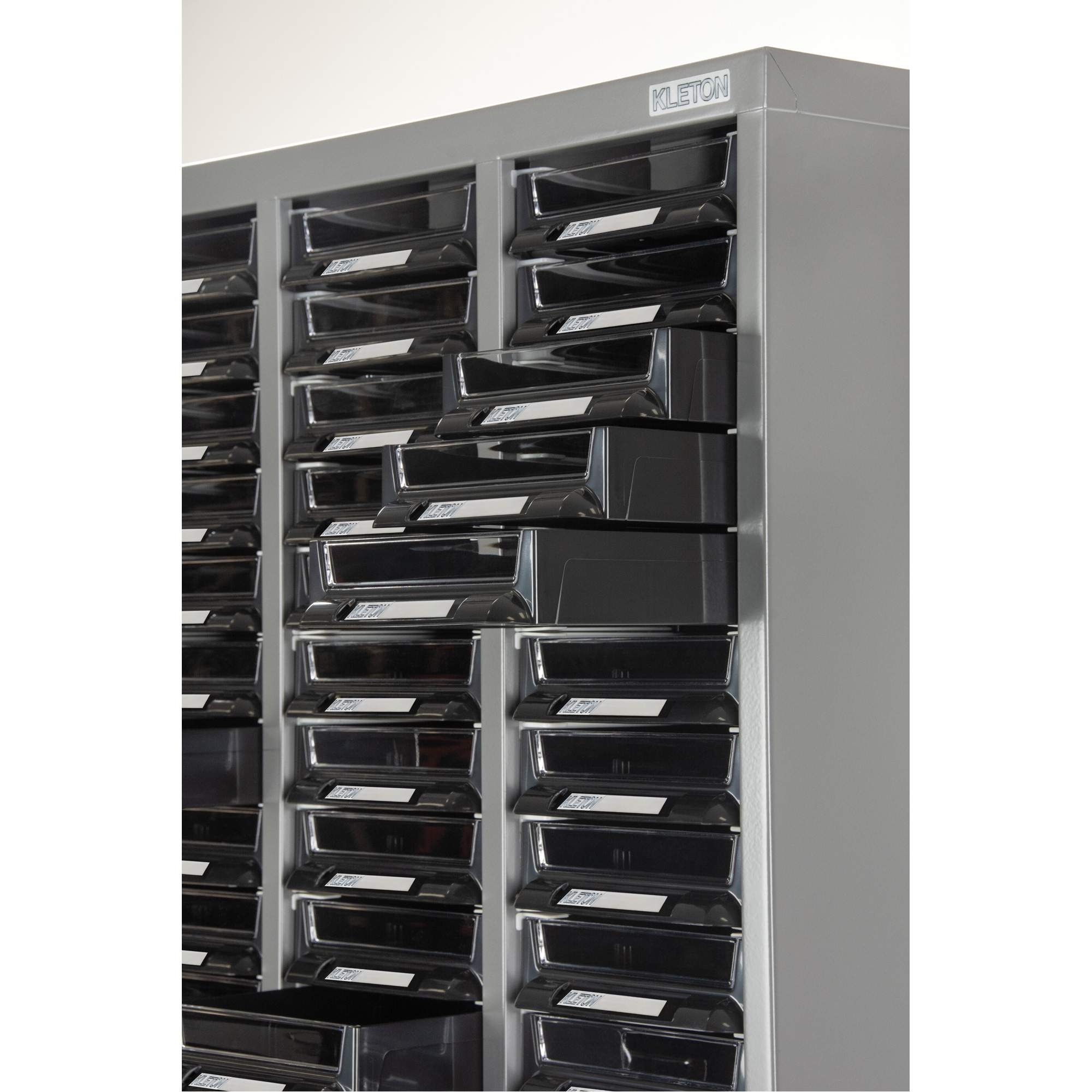 KPC-300 Parts Cabinet, Galvanized Steel, 60 Drawers, 21-3/10" x 10-2/5" x 36-9/10", Grey