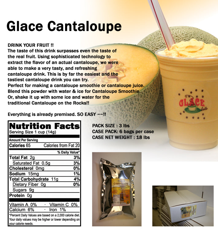 Cantaloupe 4 in 1 Mix for Bubble Tea, Smoothies, Lattes and Frappes, 3 lbs. Bag (Case 6 x 3 lbs. Bags)  - Ships Free Within Canada on Orders Above CAD $199