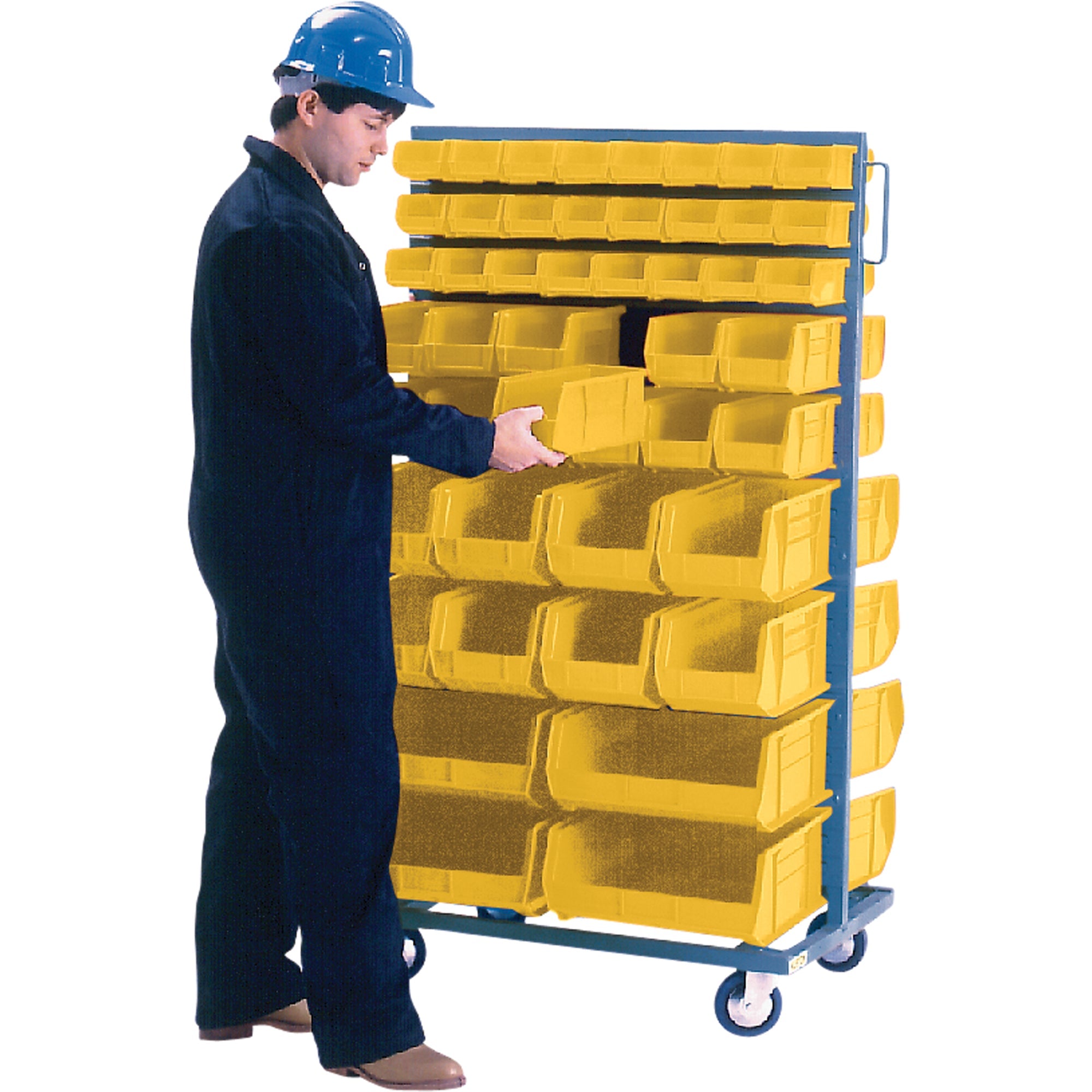 Double-Sided Mobile Bin Rack, Double-sided, 96 bins, 36" W x 24" D x 63" H