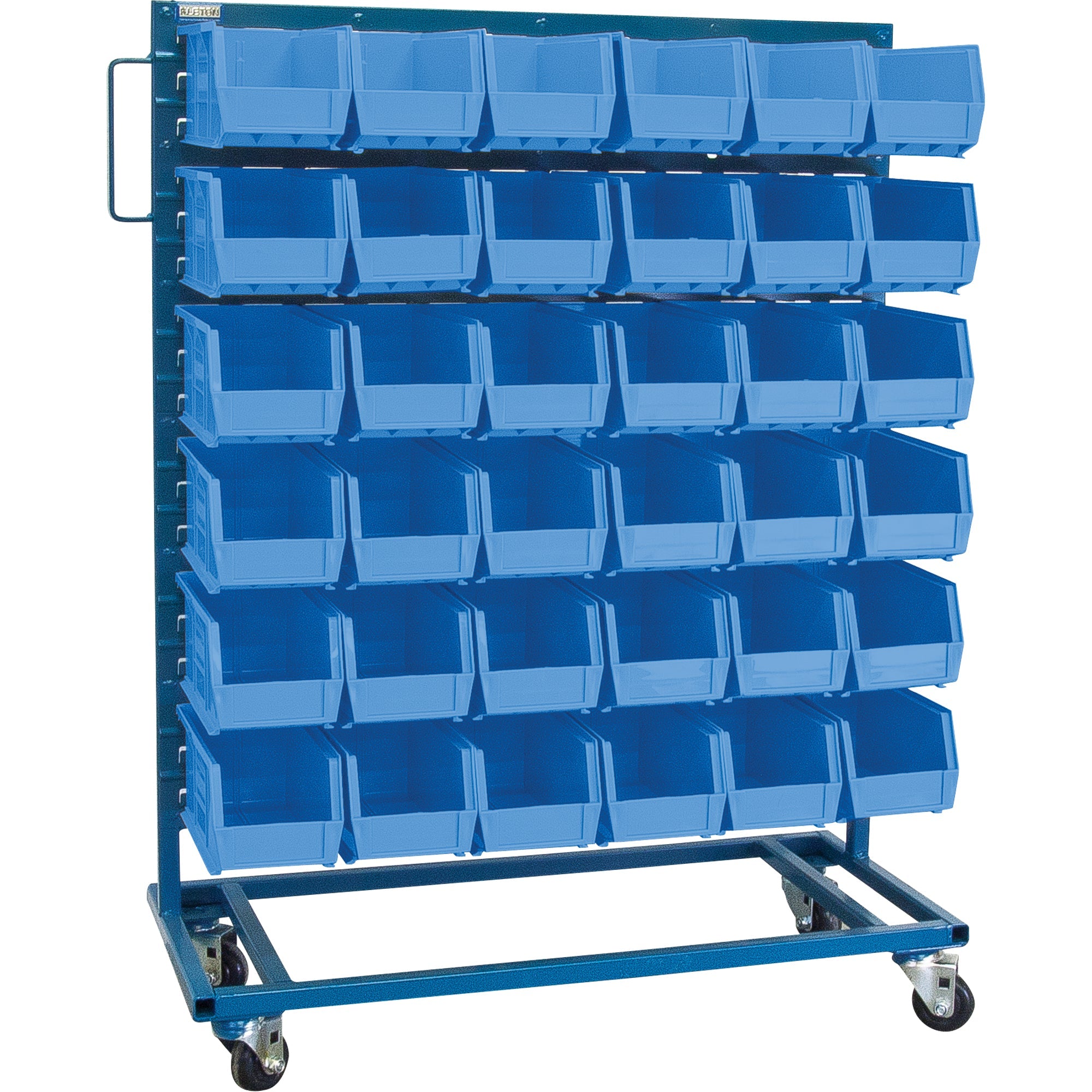 Single-Sided Mobile Bin Rack, Single-sided, 36 bins, 36" W x 16" D x 46-1/2" H
