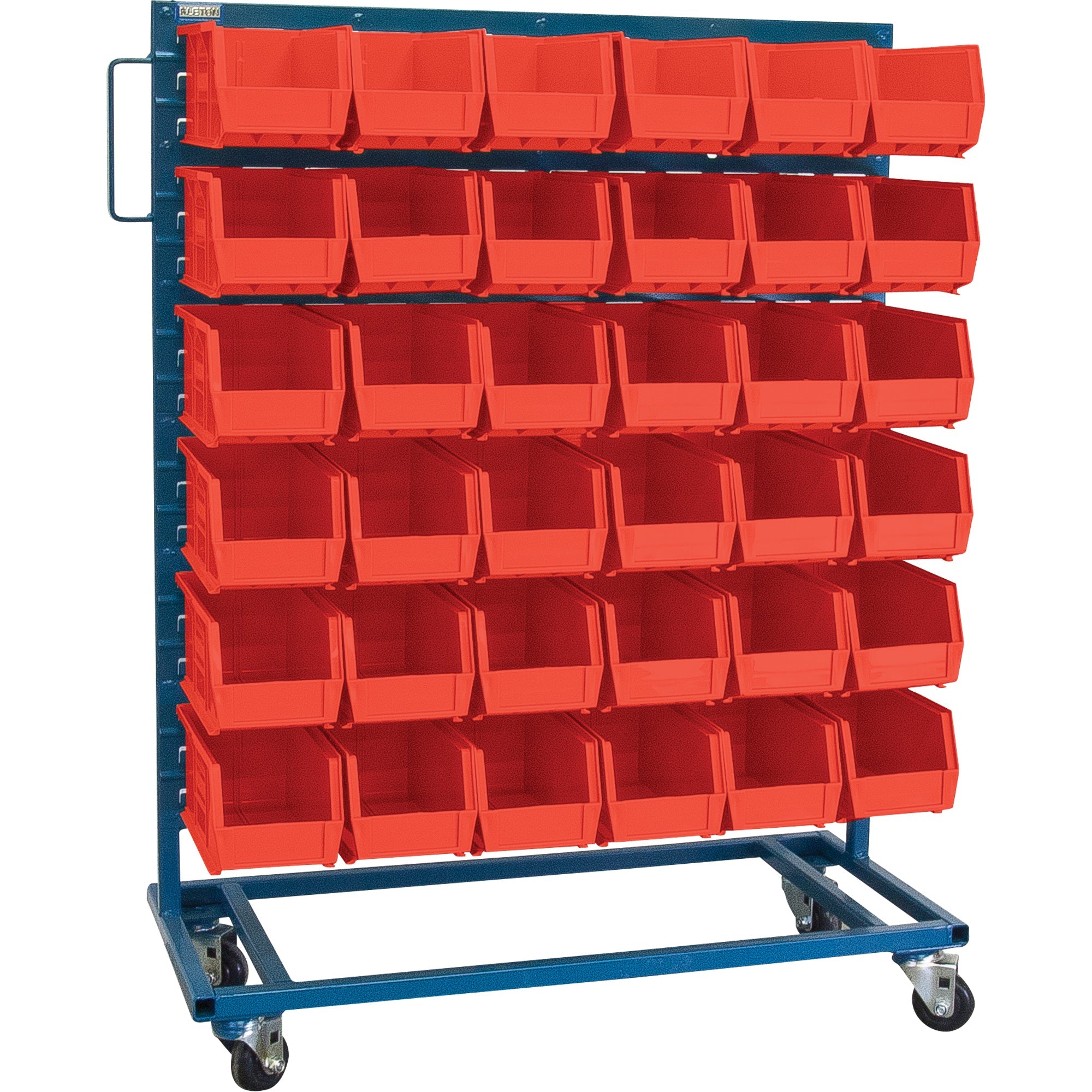 Single-Sided Mobile Bin Rack, Single-sided, 36 bins, 36" W x 16" D x 46-1/2" H