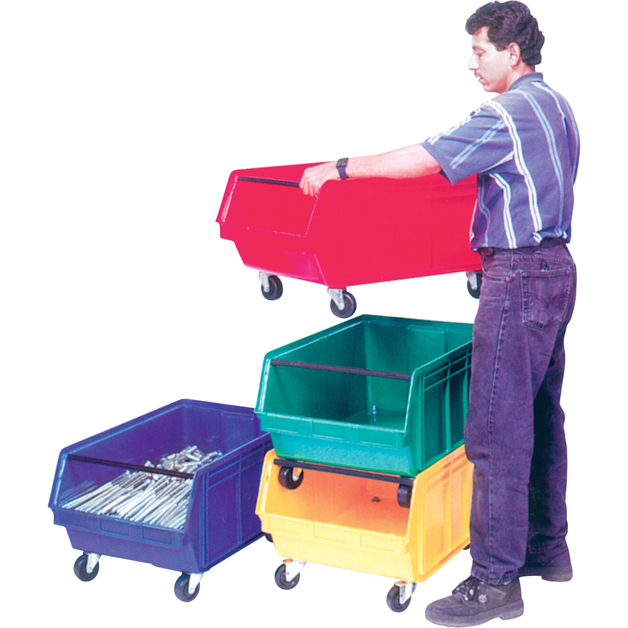 Mobile Giant Stacking Bin, 11-7/8" H x 18-3/8" W x 29" D, 150 lbs. Capacity, Green