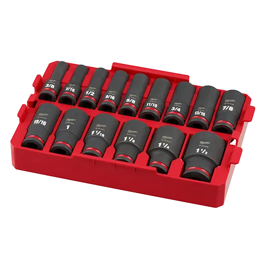 Milwaukee 49-66-6817 SHOCKWAVE Impact Duty™ Socket 1/2” Dr 15PC SAE TRAY Set