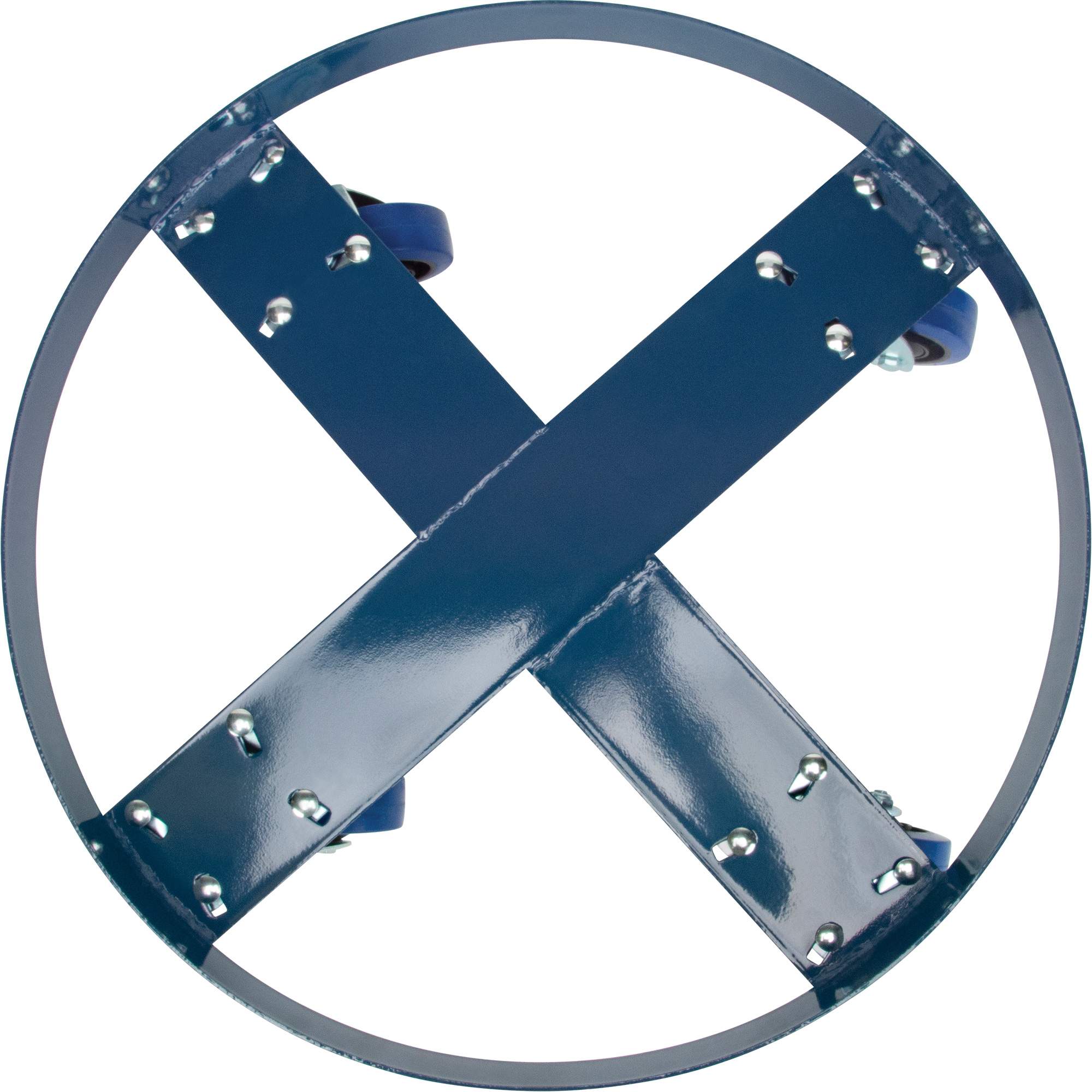 Drum Dolly, Steel, 1400 lbs. Capacity, 24" Diameter, Blue Elastic Casters