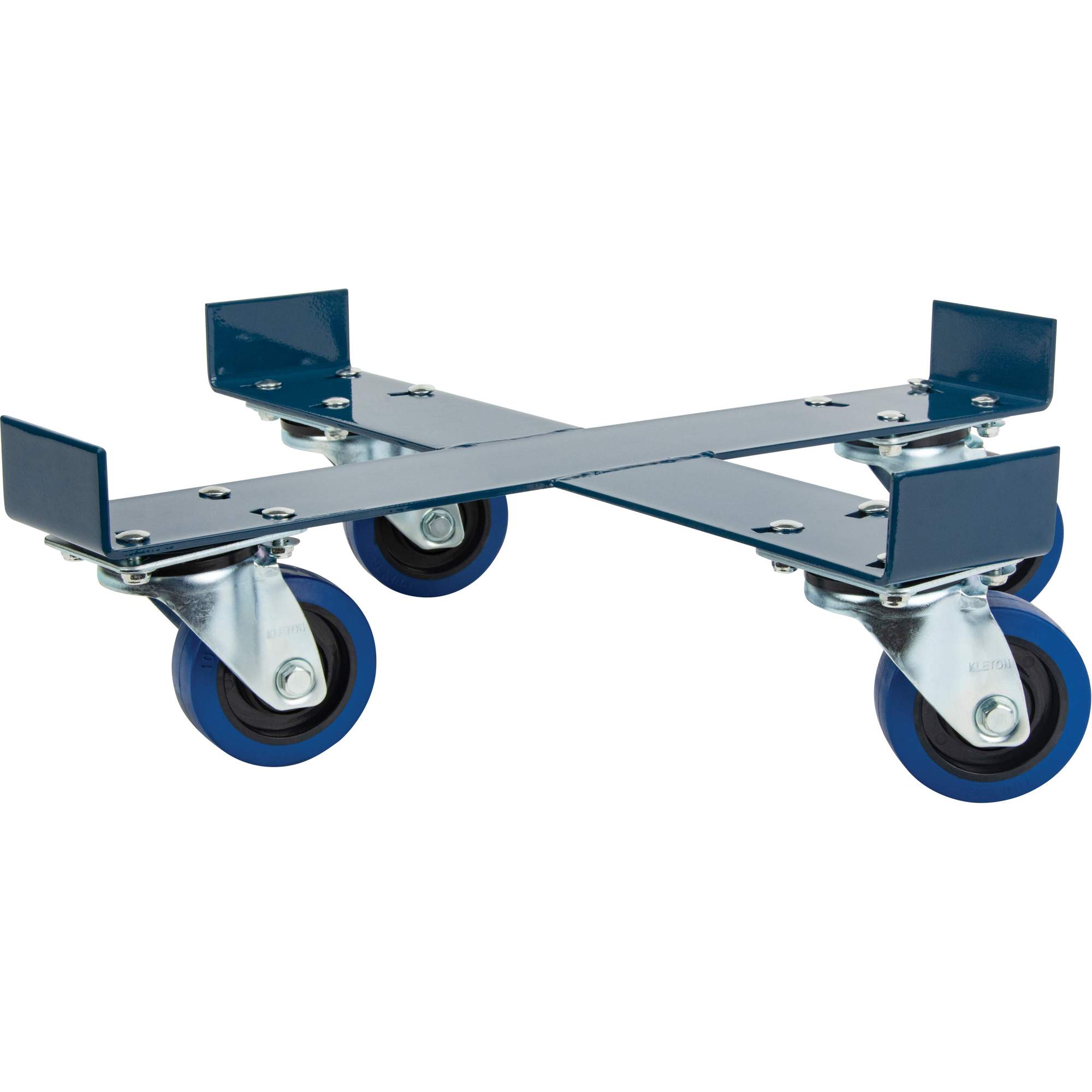 Drum Dolly, Steel, 1400 lbs. Capacity, 24" Diameter, Blue Elastic Casters